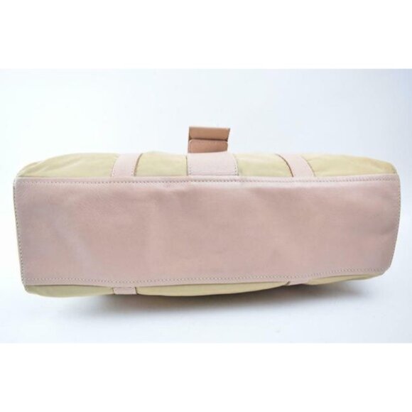 Prada Color Block Pink and Beige Suede Canvas and Leather Satchel - Picture 2 of 10